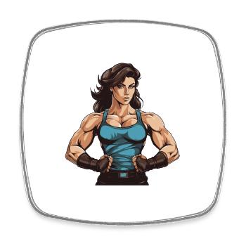 Femme Muscles Musculation - Magnet carré - blanc - Devant