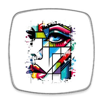 Women girl power design art female feminism symbol - Square fridge magnet - white - Front