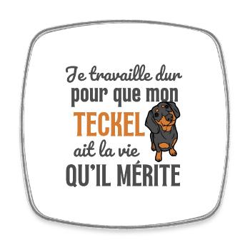 Chien mignon teckel - Magnet carré - blanc - Devant