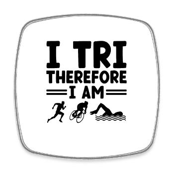 I Tri Also bin ich Schwimmen Rad Laufen Triathlet - Viereckiger Kühlschrankmagnet - Weiß - Vorne