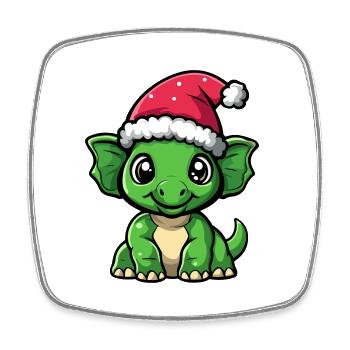 Dinosaure tricératops Noël mignon - Magnet carré - blanc - Devant