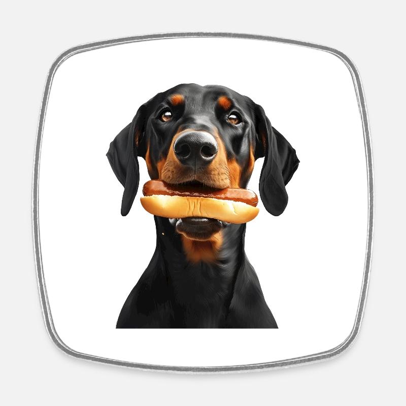Dobermann - Viereckiger Kühlschrankmagnet - Weiß