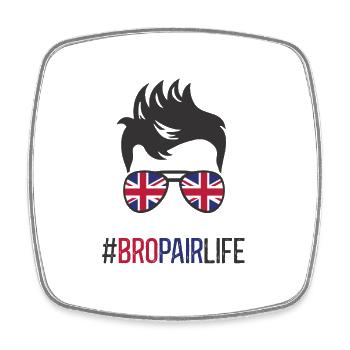 Bropair England Bro-Pair Au-Pair Auslandsjahr UK - Viereckiger Kühlschrankmagnet - Weiß - Vorne