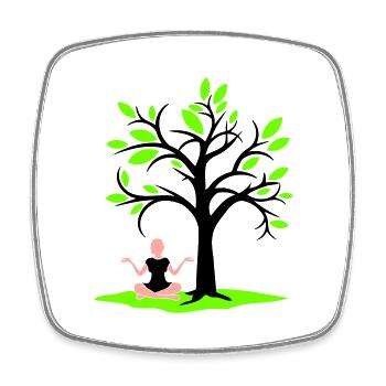 Meditation unter Baum Wald Trance Frau Meditiert - Viereckiger Kühlschrankmagnet - Weiß - Vorne