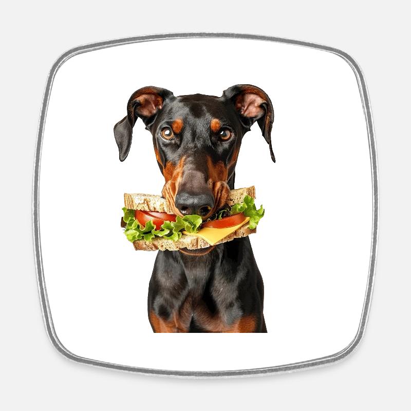 Dobermann - Viereckiger Kühlschrankmagnet - Weiß