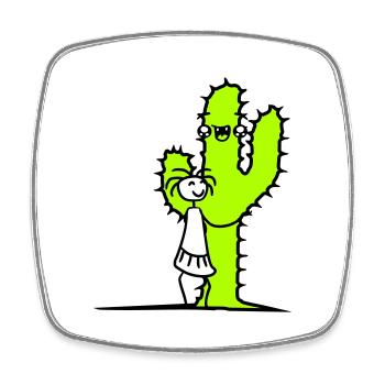 Cactus Hugging Girl Cacti Love Cute Prickly - Square fridge magnet - white - Front