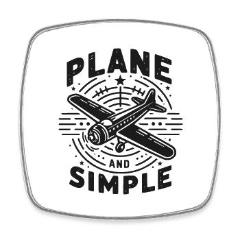 Avion et simple - Magnet carré - blanc - Devant
