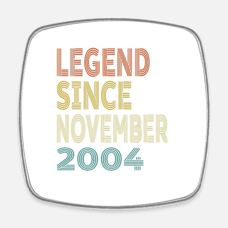 Vintage Legend Since November 2004, 20th birthday - Square fridge magnet - white