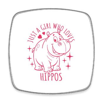Just a girl who loves hippos - Cartoon - Viereckiger Kühlschrankmagnet - Weiß - Vorne