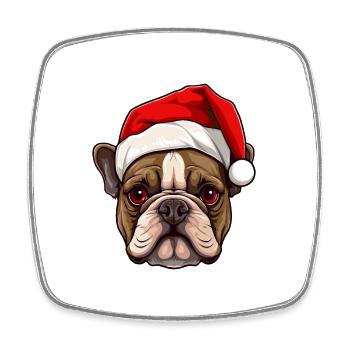 Französische Bulldogge Hund Kopf Weihnachten Portä - Viereckiger Kühlschrankmagnet - Weiß - Vorne