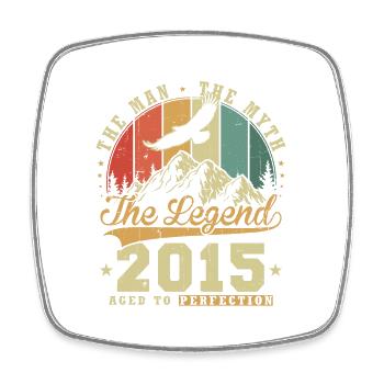 Vintage 2015 Man Myth Legend Birthday Retro - Square fridge magnet - white - Front