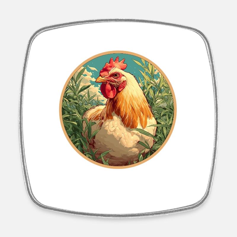 Rooster Roosters Rooster - Square fridge magnet - white