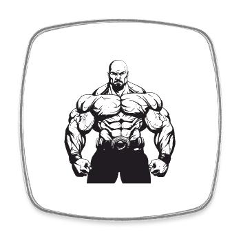 Bodybuilder Muscles Workout Gym - Square fridge magnet - white - Front