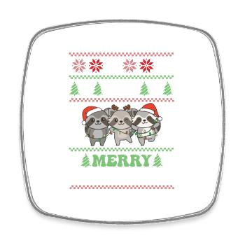 Merry Christmas retro ugly christmas Waschbär - Viereckiger Kühlschrankmagnet - Weiß - Vorne