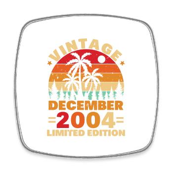 December 2004 Vintage Retro Birthday Gift - Square fridge magnet - white - Front