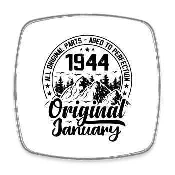 1944 January Original 80 Years Anniversary Gift - Square fridge magnet - white - Front