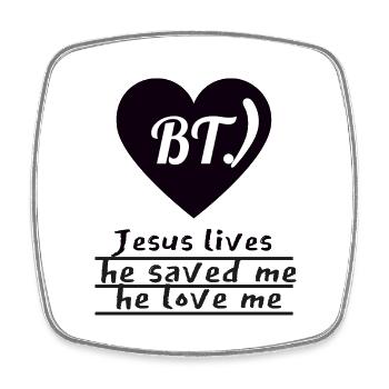 BT. - Jesus lives 2 - Viereckiger Kühlschrankmagnet - Weiß - Vorne