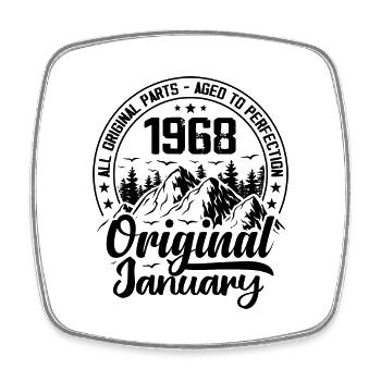 1968 January Original 56 Years Anniversary Gift - Square fridge magnet - white - Front