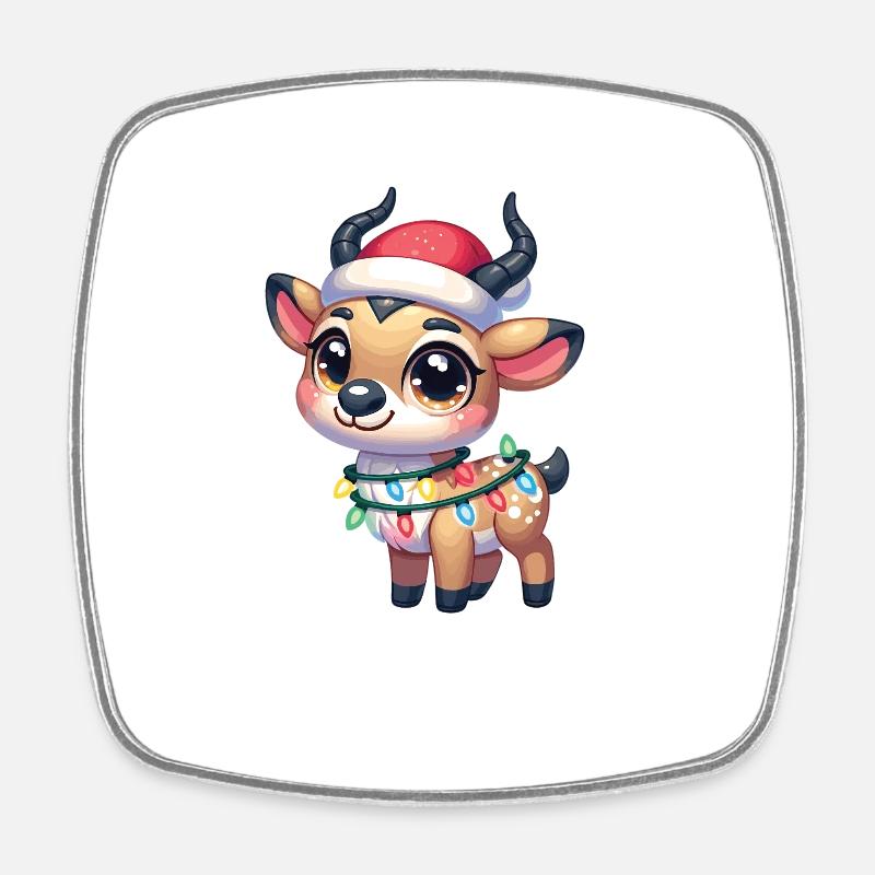 Fées de Noël Saiga Antilope - Magnet carré - blanc