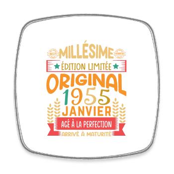 70 Ans Cadeau D'anniversaire Nées En Janvier 1955 - Magnet carré - blanc - Devant