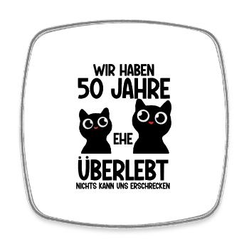 50 Jahre Ehe überlebt Goldende Hochzeit - Viereckiger Kühlschrankmagnet - Weiß - Vorne