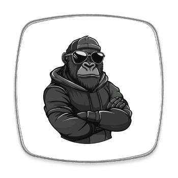 Gorilla Animal Comic - Square fridge magnet - white - Front