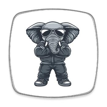Elephant Comic Sunglasses - Square fridge magnet - white - Front