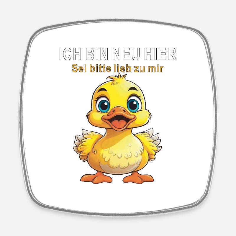 ICH BIN NEU HIER SEI LIEB - Viereckiger Kühlschrankmagnet - Weiß