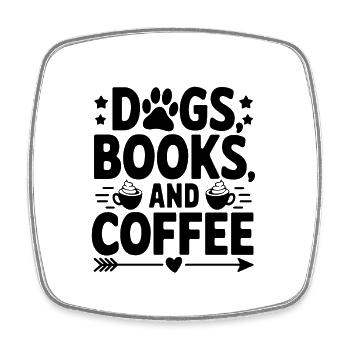 Hundebuch und Kaffee - Viereckiger Kühlschrankmagnet - Weiß - Vorne