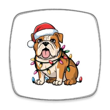 English Bulldog Christmas Lights Xmas Dogs Gifts - Viereckiger Kühlschrankmagnet - Weiß - Vorne