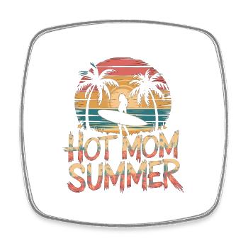 Hot Mom Sommer - Surfen - Viereckiger Kühlschrankmagnet - Weiß - Vorne