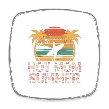 Hot Mom Sommer - Surfen - Viereckiger Kühlschrankmagnet - Weiß - Vorne