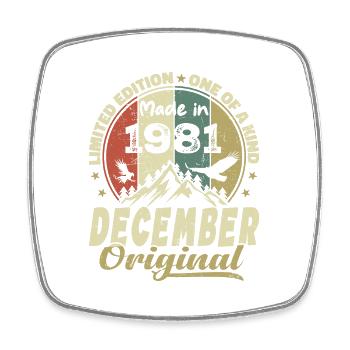Vintage Cadeau Anniversaire Rétro - Décembre 1981 - Magnet carré - blanc - Devant