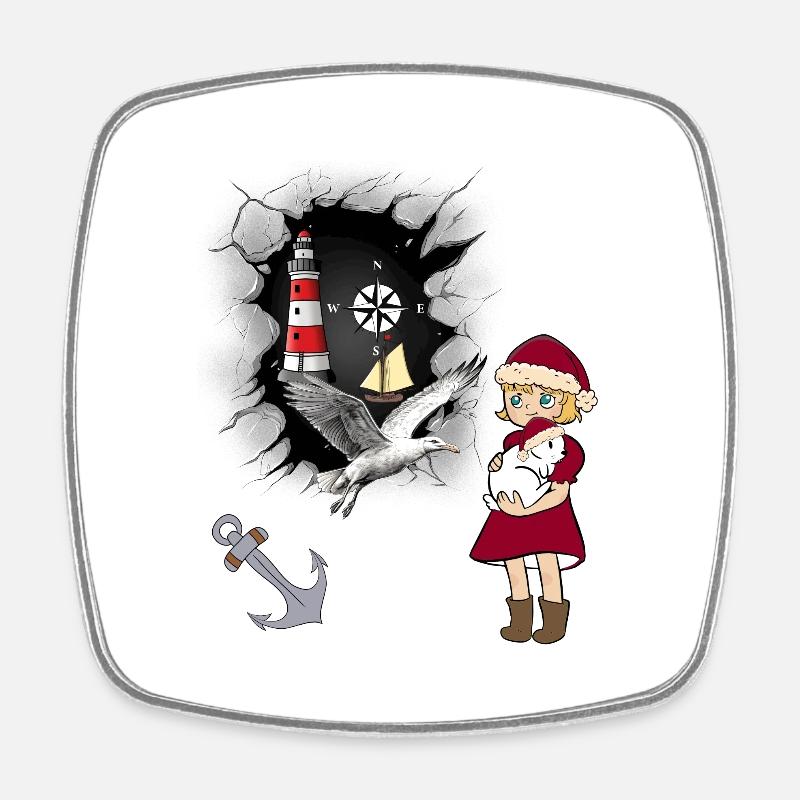 Maritime St. Nicholas Christmas Sailor Seafaring Child - Square fridge magnet - white