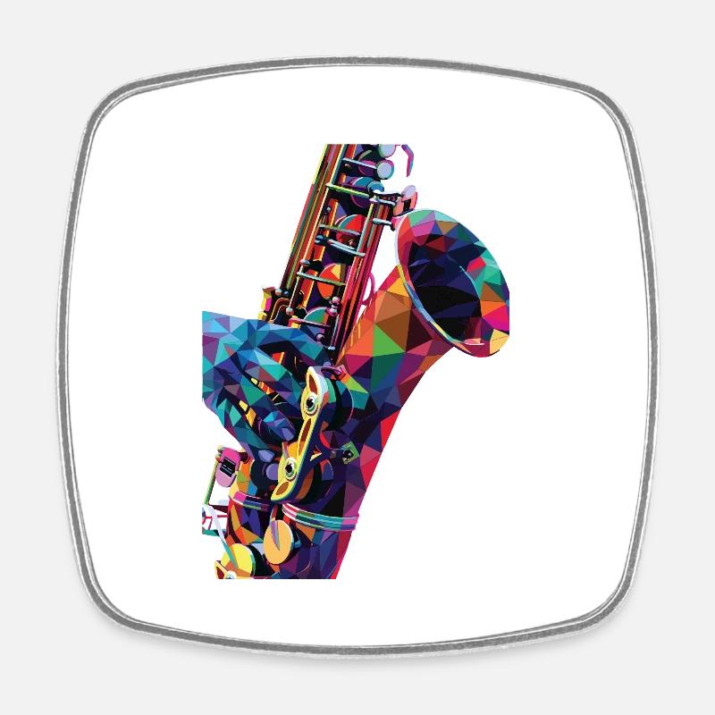 Saxophone - Magnet carré - blanc