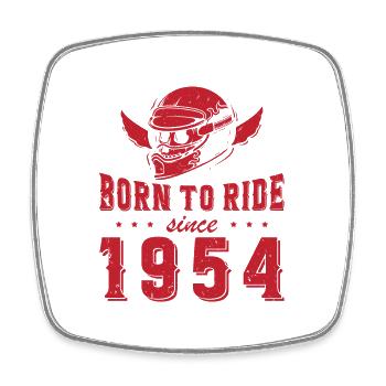 Born To Ride Since 1954 Biker Geschenk - Viereckiger Kühlschrankmagnet - Weiß - Vorne