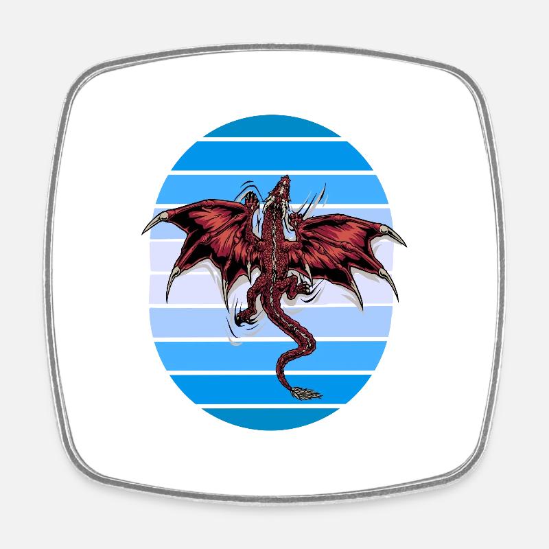 mystisch Drache Drachen - Viereckiger Kühlschrankmagnet - Weiß