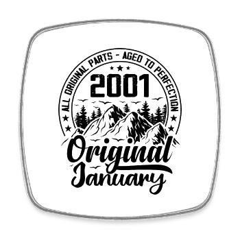 2001 January Original 23 Year Anniversary Gift - Square fridge magnet - white - Front