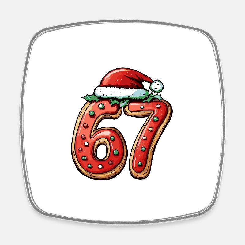 Biscuit de Noël à 67 chiffres - Magnet carré - blanc