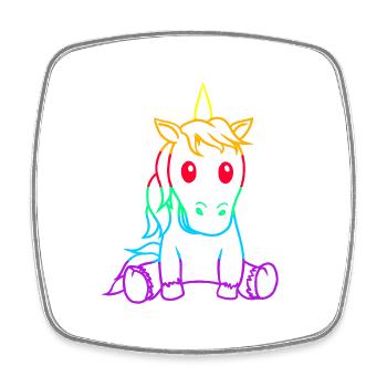 Retro Vintage Einhorn Einhörner 80er Regenbogen - Viereckiger Kühlschrankmagnet - Weiß - Vorne