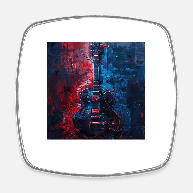 Guitare - Magnet carré - blanc