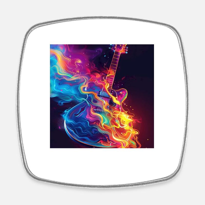 Guitare - Magnet carré - blanc