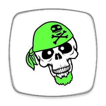 Pirate Hat Skull Skeleton Skull Halloween Head - Square fridge magnet - white - Front