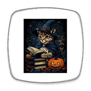 Halloween Geschenk Frauen Wildkatze Männer Kinder - Viereckiger Kühlschrankmagnet - Weiß - Vorne