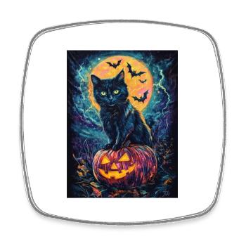 Cadeau d’Halloween Femmes Chat Hommes Enfants Décoration - Magnet carré - blanc - Devant