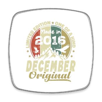 Vintage Retro Birthday Gift - December 2016 - Square fridge magnet - white - Front