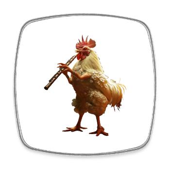Rooster Flute - Square fridge magnet - white - Front