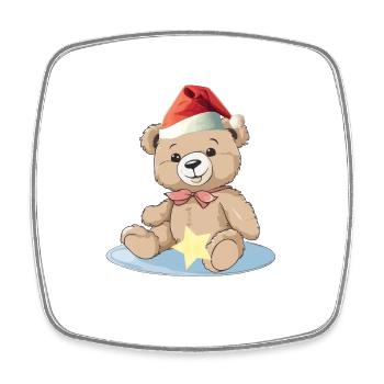 Père Noël Teddy Bear Ours en peluche Enfants - Magnet carré - blanc - Devant