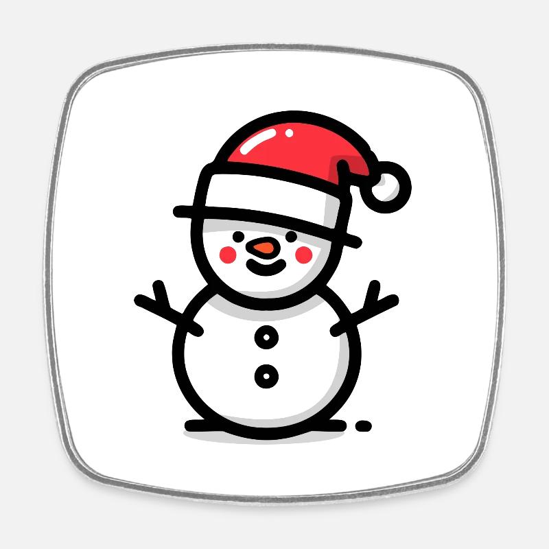 Christmas snowman - Square fridge magnet - white