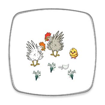 Chicken Chickens Poultry Chicks Spring Easter Child - Square fridge magnet - white - Front